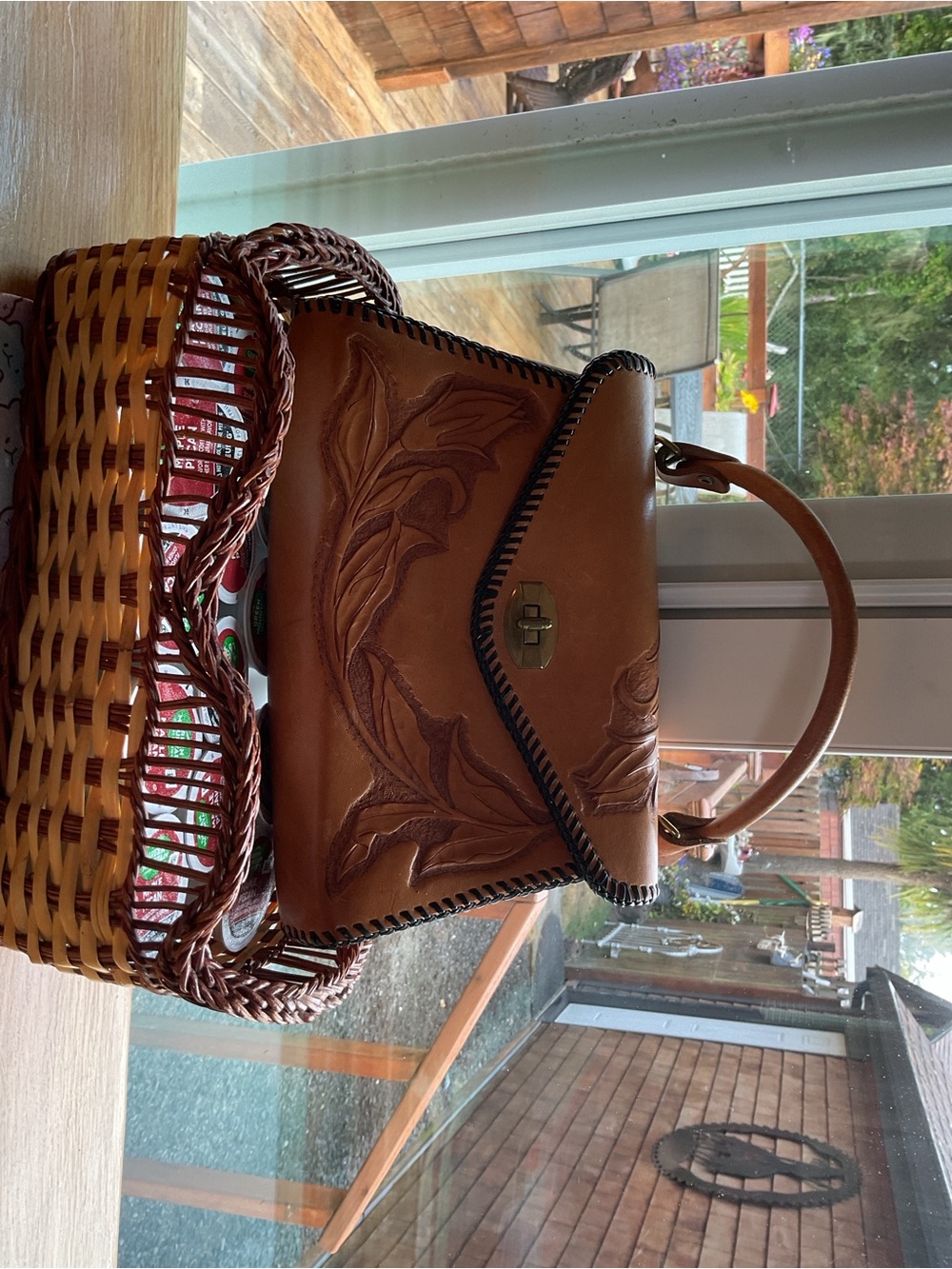 Handcrafted Brown Leather Embossed Top-Handle Bag